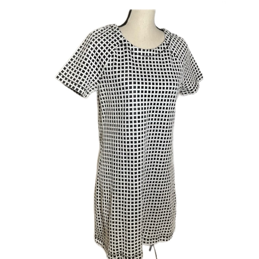 Lou & Grey medium black windowpane SS sheath mini dress 
Modern, work, stretchy